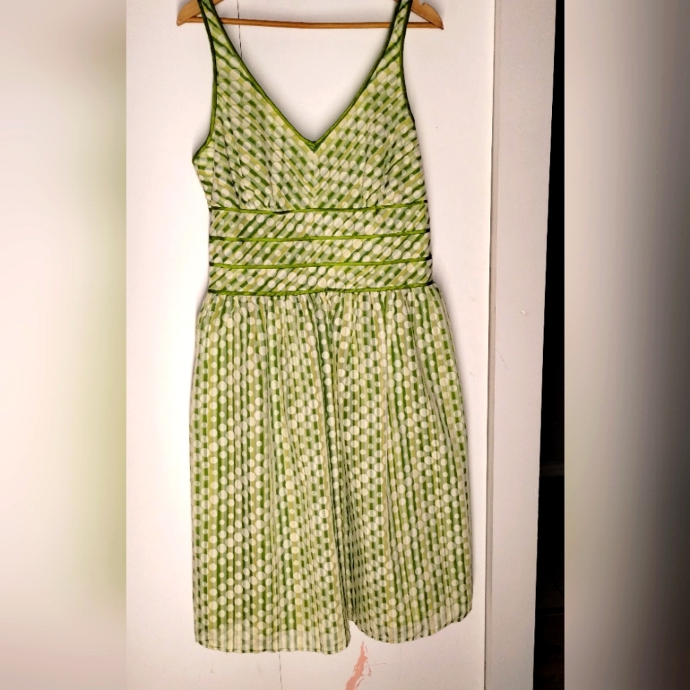 Robbie Bee Green and White Checkered Midi Dress